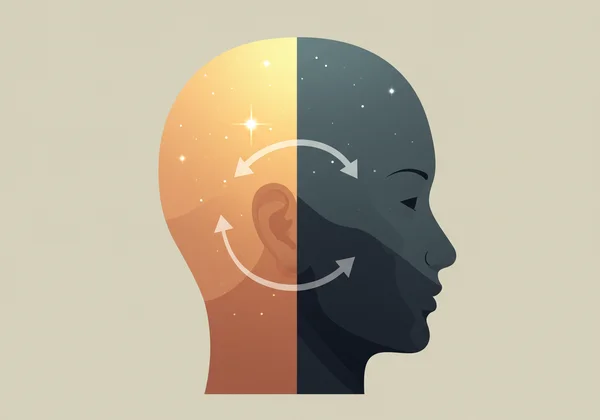 Person, deren Stimmung zwischen hohen und niedrigen Zuständen wechselt