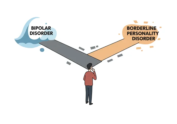 Person, die über die Unterschiede zwischen bipolar und borderline nachdenkt