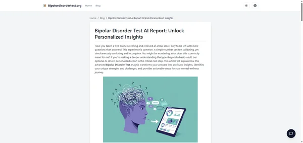 Bipolar Disorder Test AI Report: Unlock Personalized Insights