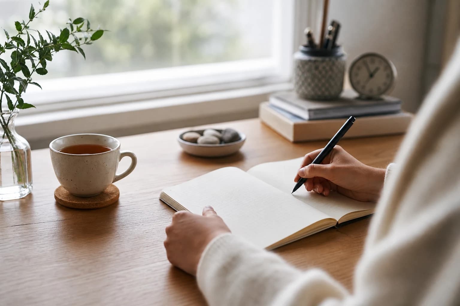 Mood journal on a quiet desk