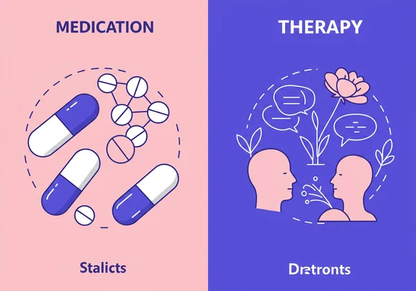 Contrasting medication and therapy for bipolar vs BPD treatment.
