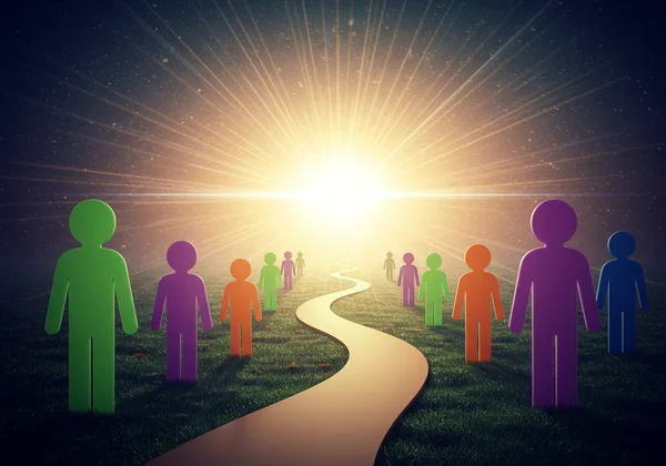 Abstract representation of support and well-being journey.